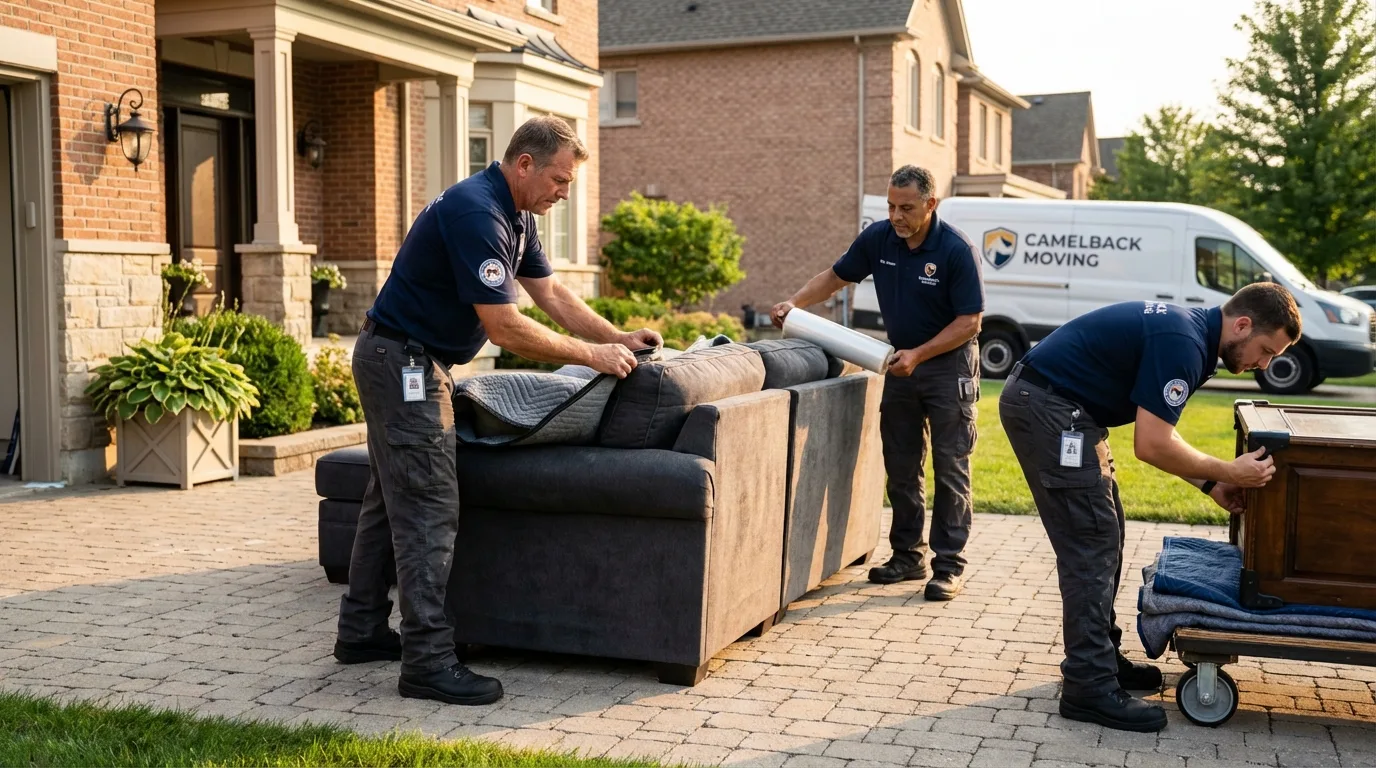 Large estate moving crew wrapping furniture in Rossville, KS